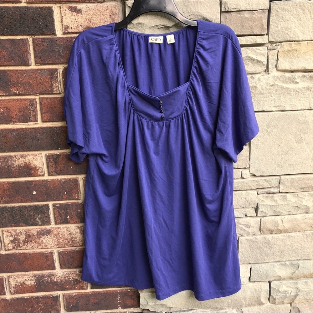 Cato Purple Blue Tunic Blouse Top Women XL